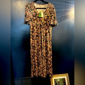 NWT Boden Jersey Paisley Midi Dress with Flutter Sleeves